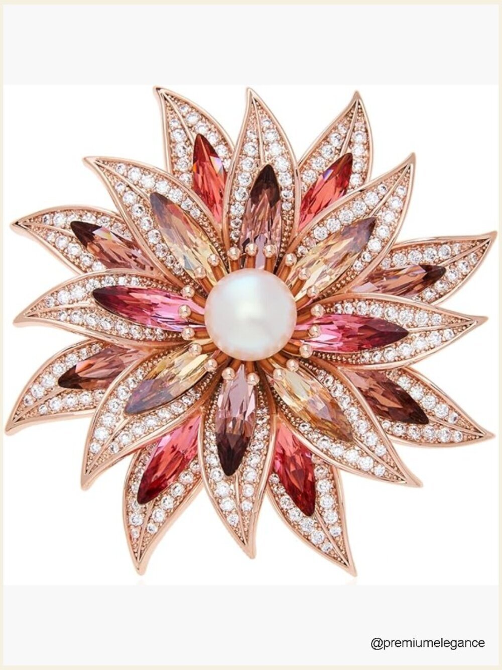 Blooming Flower Brooch Pin Cubic Zirconia Crystal K9 Luxury Lapel Pin Gift Boxed